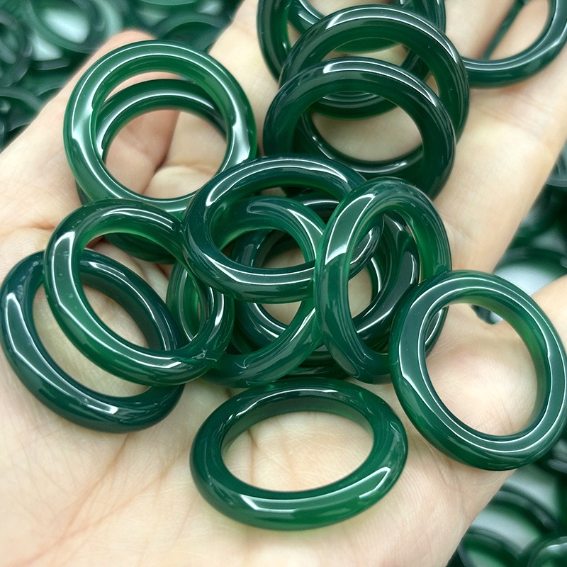 Green agate rings 24mm (5)