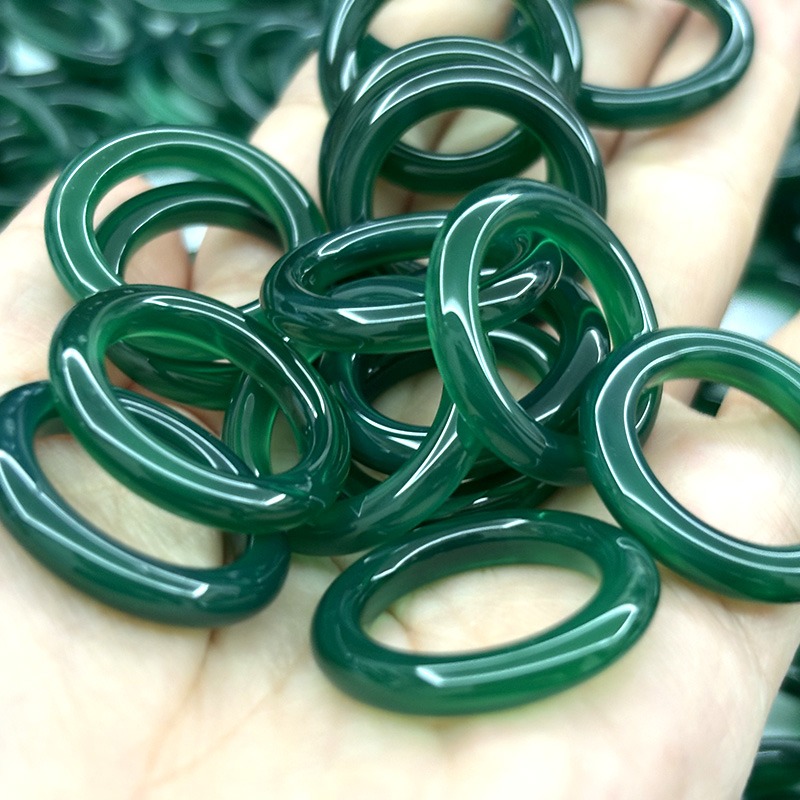 Green agate rings 24mm (5)