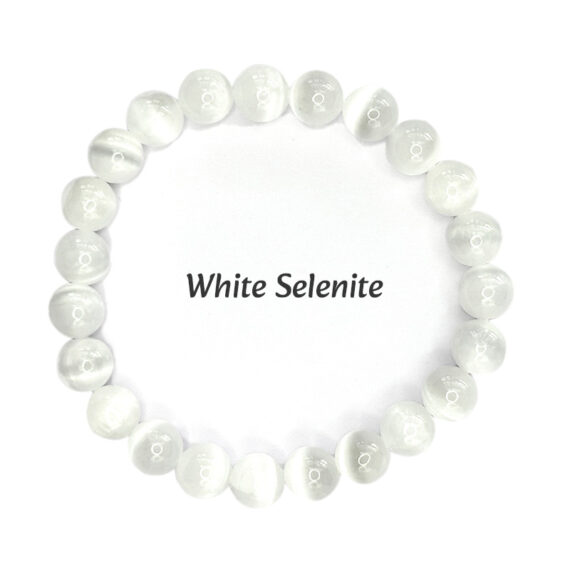 White selenite beaded bracelets