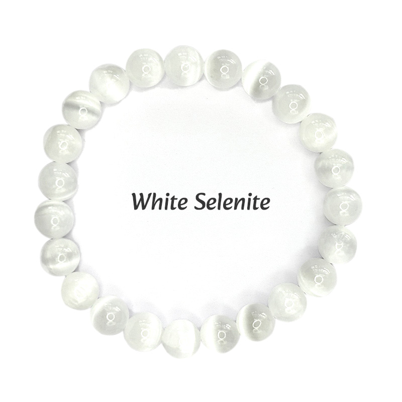 White selenite beaded bracelets
