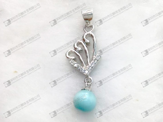 No.1302 New arrival Larimar earrings round beaded 6mm,8mm