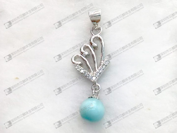 No.1302 New arrival Larimar earrings round beaded 6mm,8mm