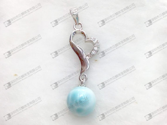 No.1303 New arrival Larimar earrings round beaded 6mm,8mm