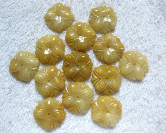 yellow jasper flower carved beads