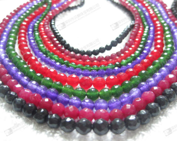 16"loose strand gemstone 4mm colorful dyed jade faceted round beads for jewelry making