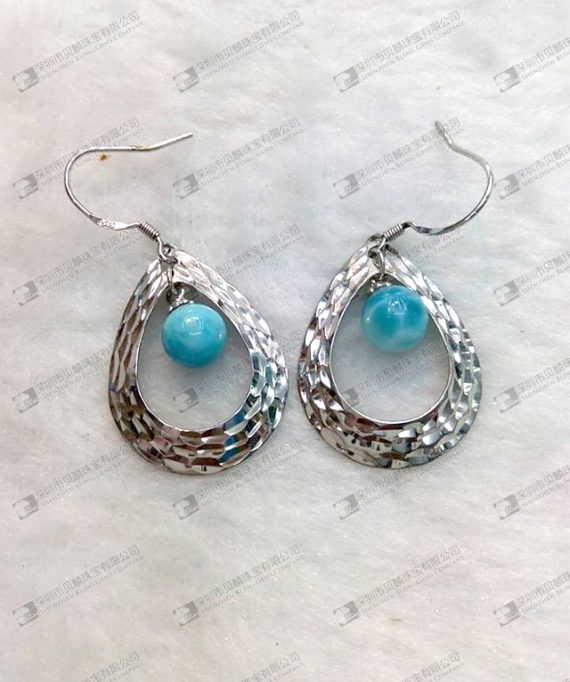 No.1 Larimar earrings round 6mm,8mm