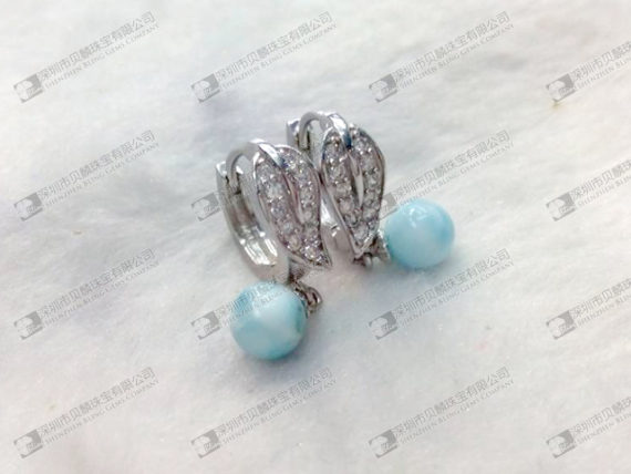 No.11 Elegant larimar earrings round beaded 6mm,8mm