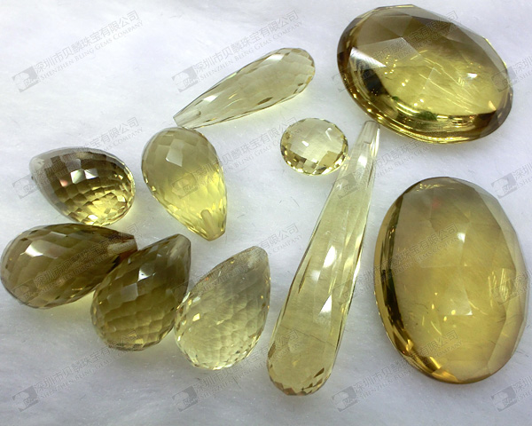 High quality lemon quartz faceted cabochon for jewelry