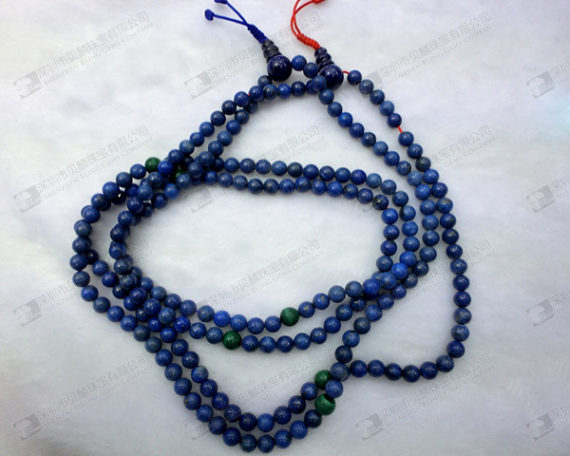 Natural lapis with malachite round beads necklace