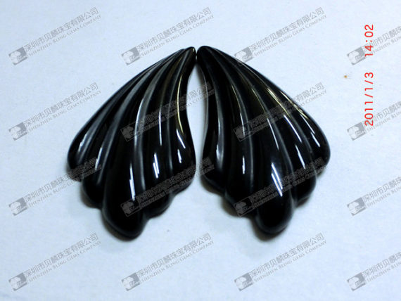 Semi precious stone black onyx carving cabochon