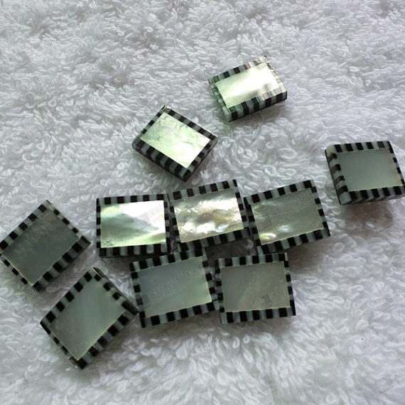 10x12mm mother of pearl & Black onyx rectangle mosaic