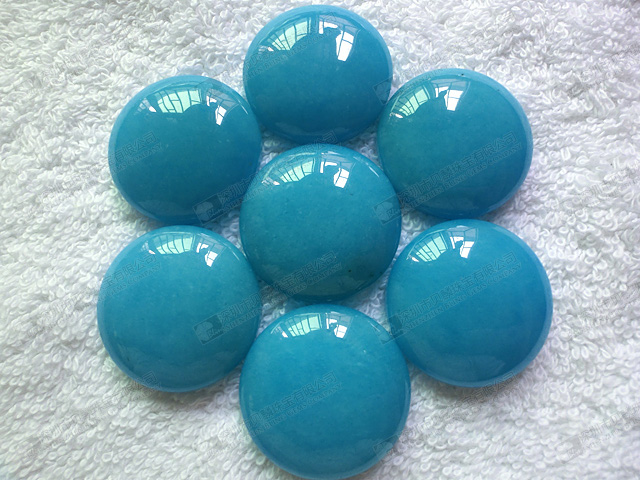 28mm Natural jade dyed blue round cabochon
