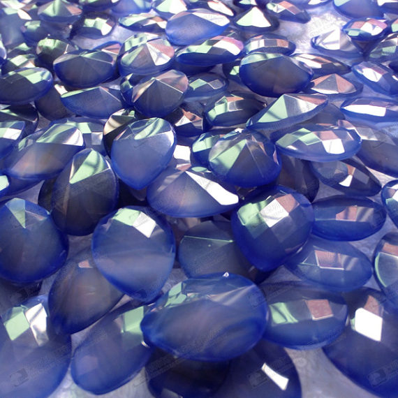 Blue agate faceted pear shaped cone bottom