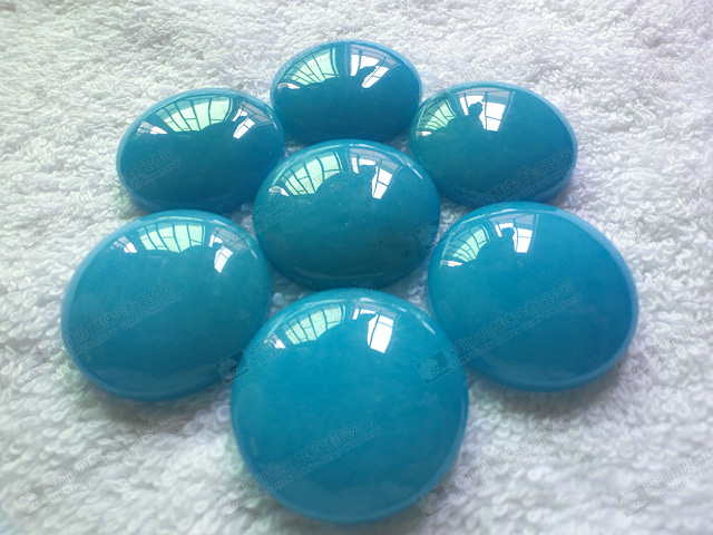 Natural dyed blue jade round cabochon