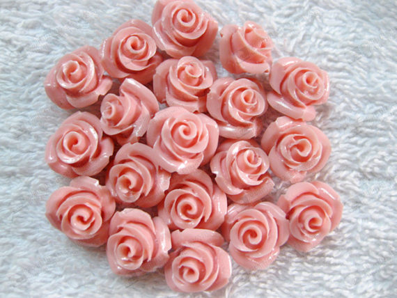 10mm pink coral rose flower carved beads