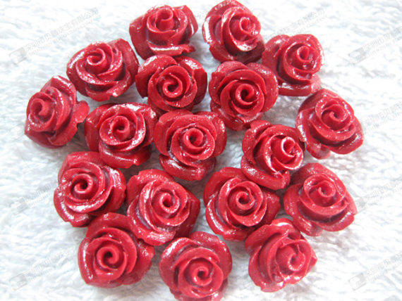 12mm synthetic red coral flower carved beads