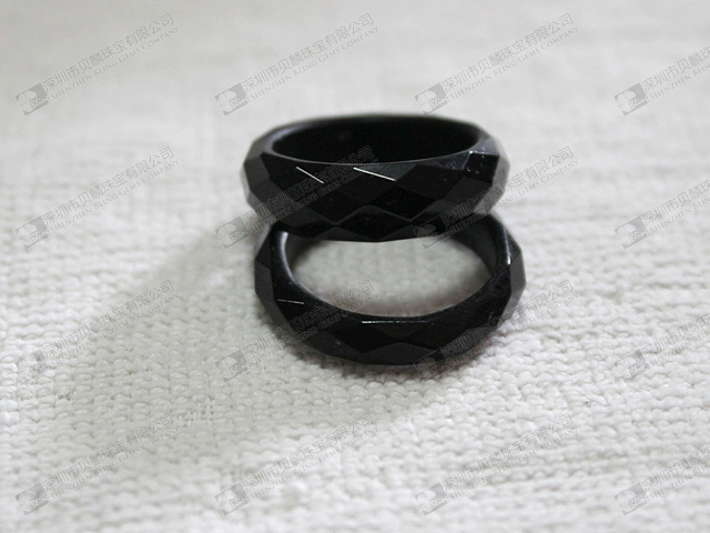 Natural gemstone black obsidian stone rings 25mm