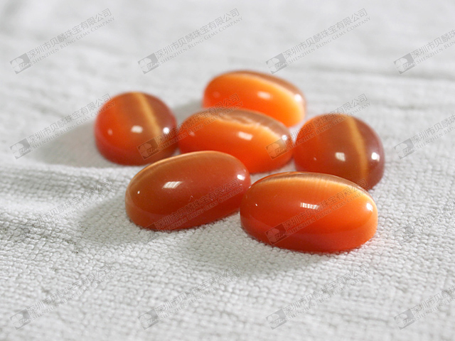 Orange gemstone cat's eye stone cabochons 22x30mm for sale