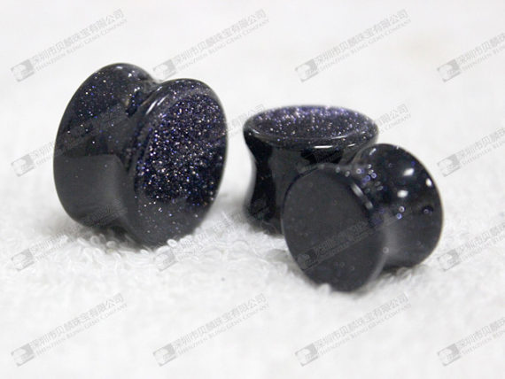 Blue sand stone piercing jewelry stone ear plugs藍砂石耳塞