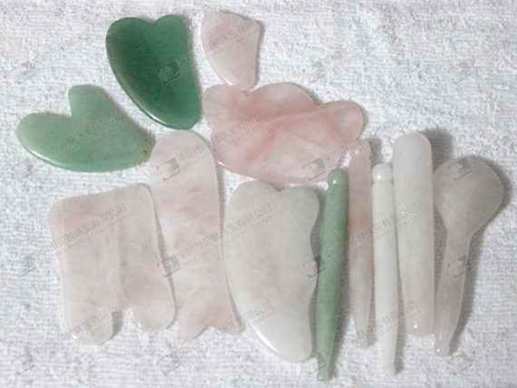 Natural stone sticks,stone scrapping plates(Green aventurine,rose quartz)/按摩棒,按摩板