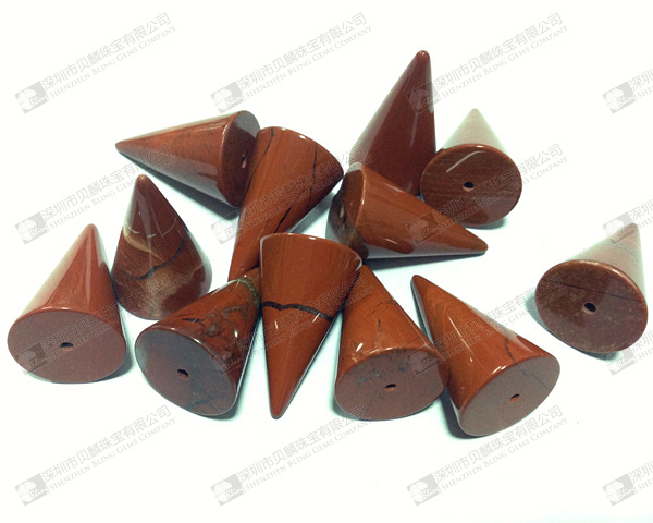 Special cut natural red jasper cones 紅石三角錐