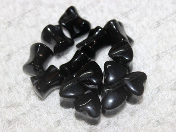 Body piercing wholesale,natural black onyx stone ear plugs,heart ear plugs 黑瑪耳塞