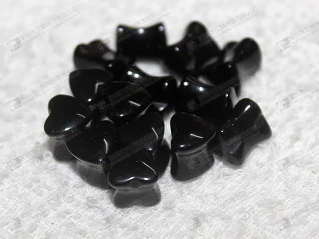Body piercing wholesale,natural black onyx stone ear plugs,heart ear plugs 黑瑪耳塞
