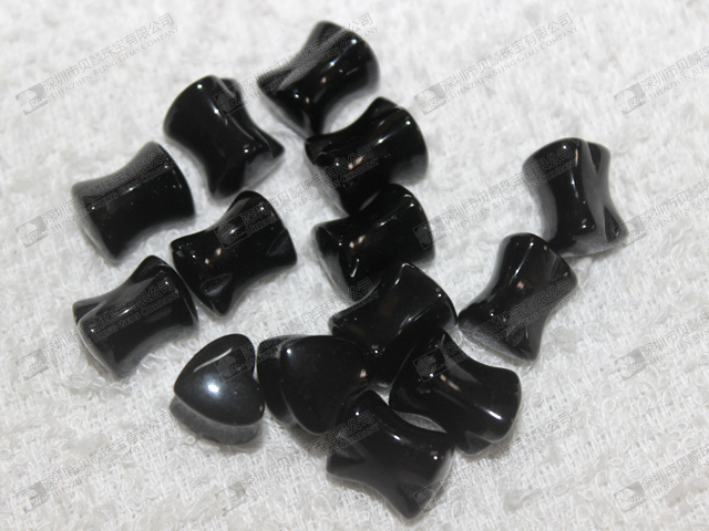 Body piercing wholesale,natural black onyx stone ear plugs,heart ear plugs 黑瑪耳塞