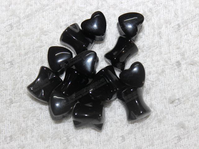 Body piercing wholesale,natural black onyx stone ear plugs,heart ear plugs 黑瑪耳塞