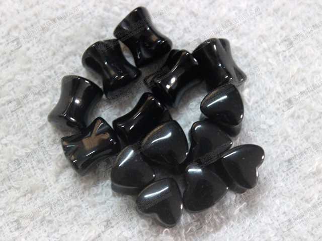 Body piercing wholesale,natural black onyx stone ear plugs,heart ear plugs 黑瑪耳塞
