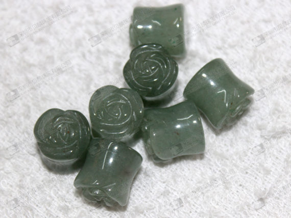 Green aventurine ear piercing jewelry,stone carved ear plugs 綠東陵耳塞