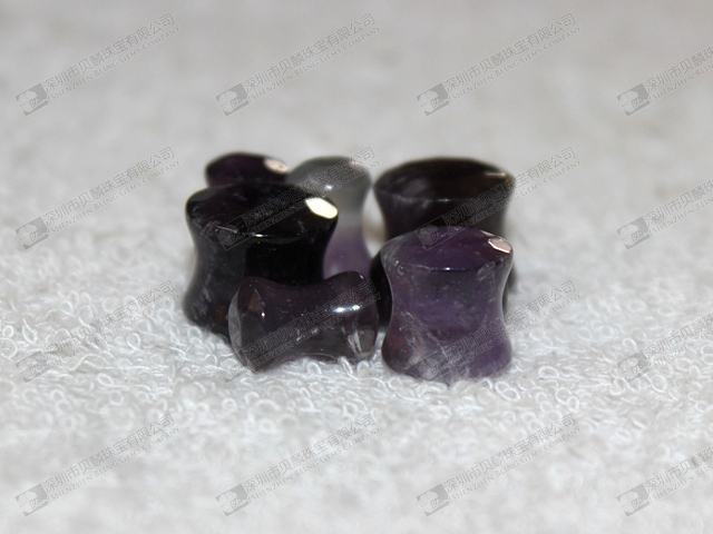 Natural amethyst double flare gemstone ear plugs,ear piercing plugs 紫晶耳塞