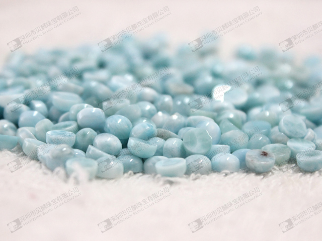 Natural larimar round cabochons,blue color loose gemstone beads 拉力瑪