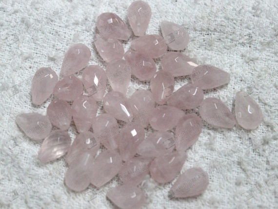 Rose quartz faceted drop beads for necklaces,bracelets 9x14mm 粉晶