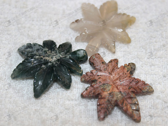 Wholesale semi precious stone leaves carvings 半寶石樹葉