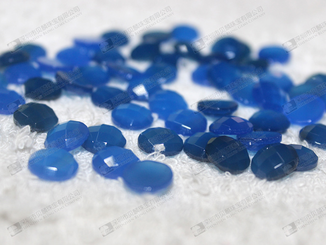 10mm Blue agate round cabochons,faceted gemstone cabs (8)
