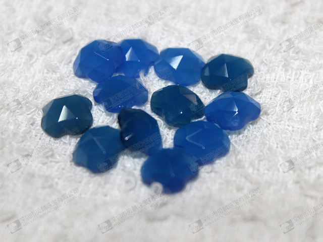 Blue agate faceted clover shaped gemstone loose beads wholesale