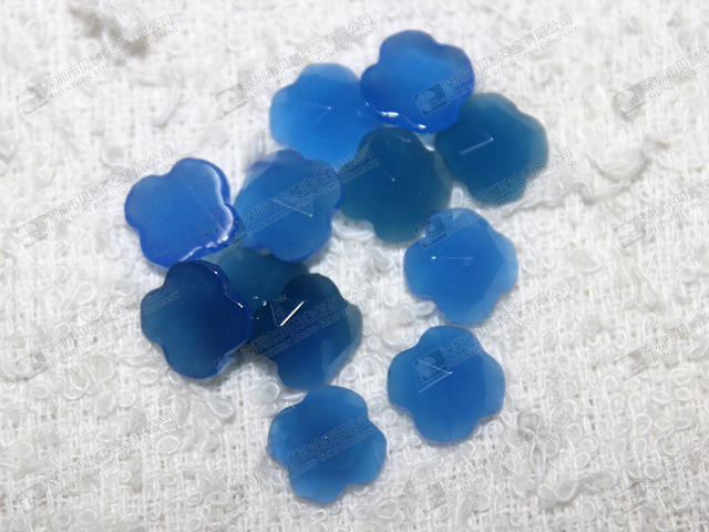 Blue agate faceted clover shaped gemstone loose beads wholesale