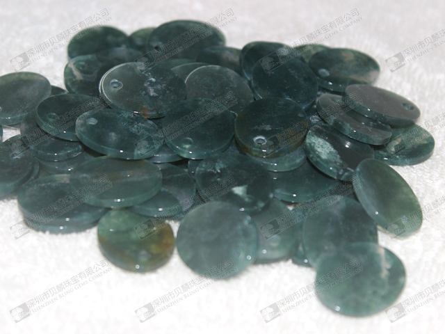 17x21mm Natural moss agate discs for jewelry making