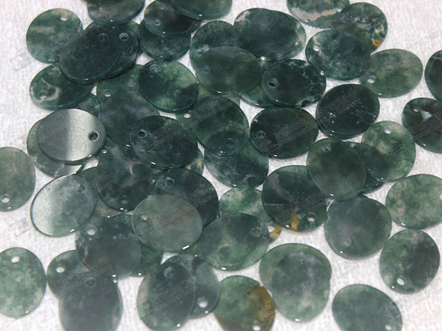 17x21mm Natural moss agate discs for jewelry making