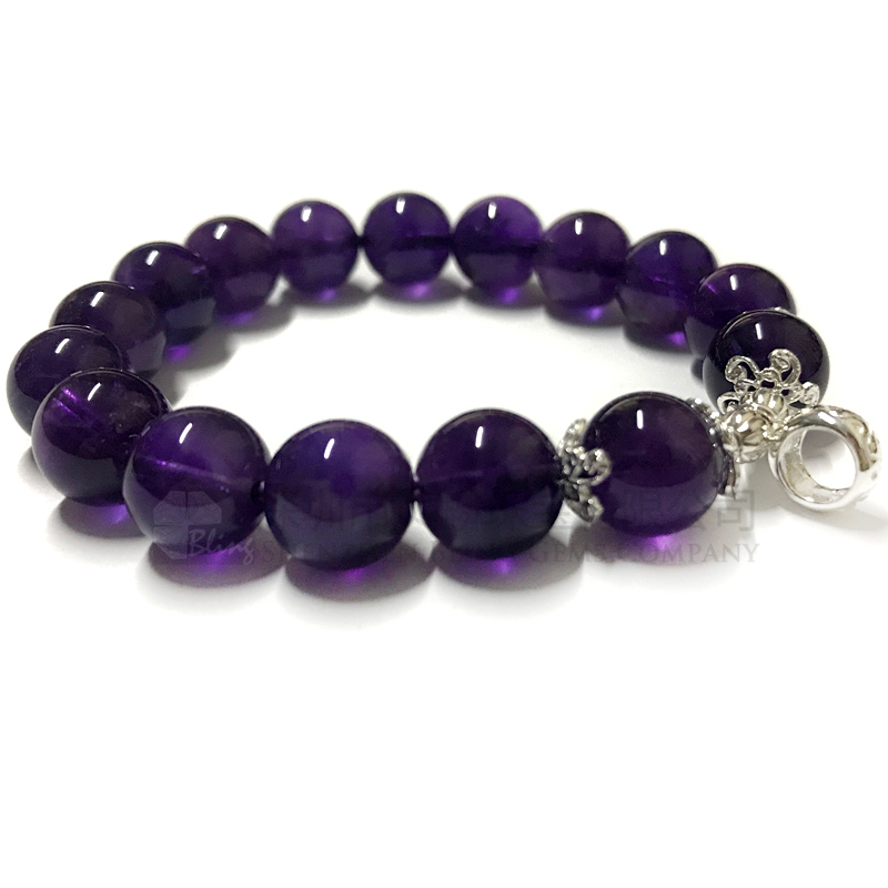 10mm amethyst with 925 silver bead bracelet