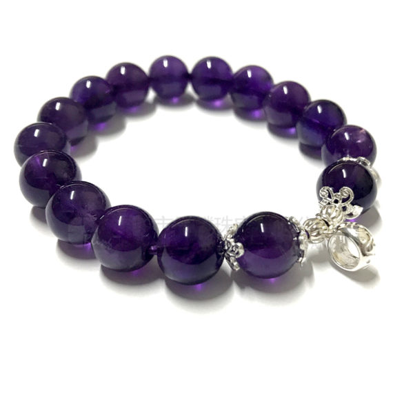 10mm amethyst with 925 silver bead bracelet