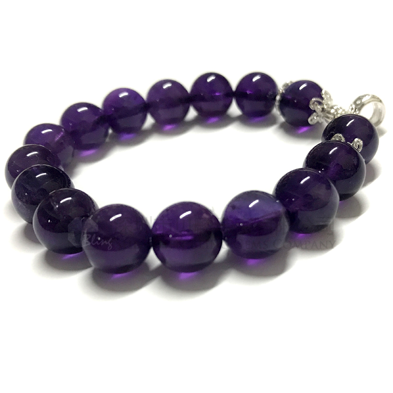 10mm amethyst with 925 silver bead bracelet