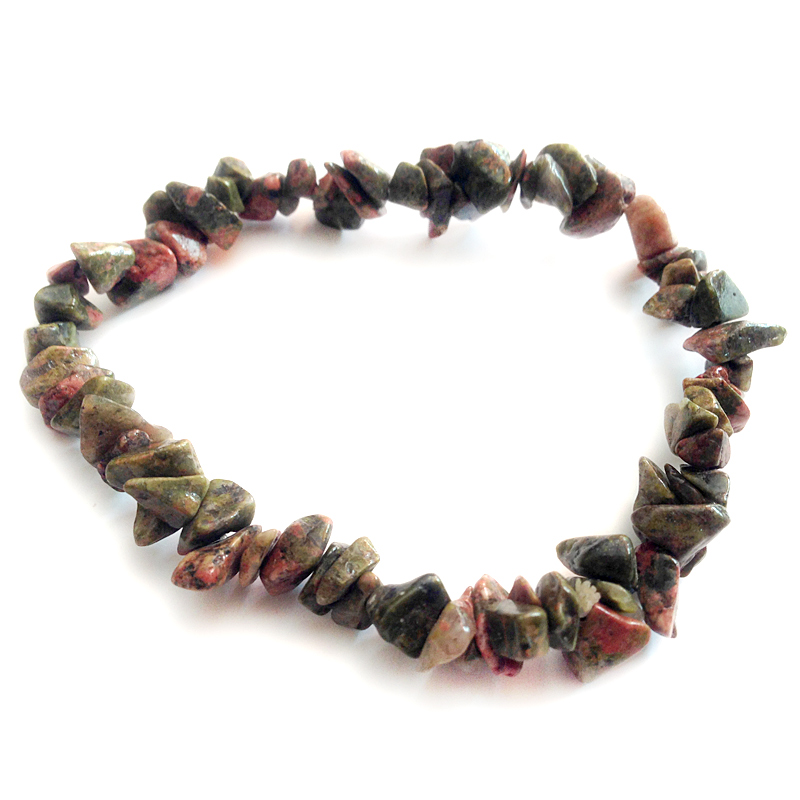 Unakite chip beaded bracelet