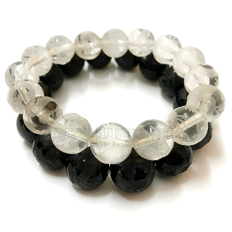 Carved dragon pattern crystal quartz beaded bracelet wholesale