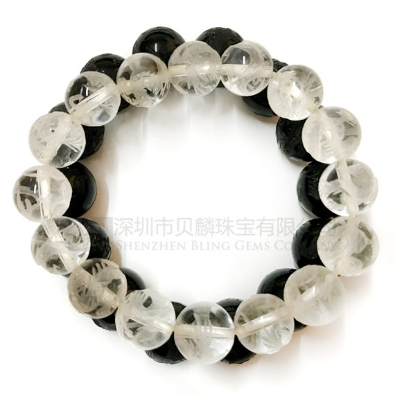 Carved dragon pattern crystal quartz beaded bracelet wholesale