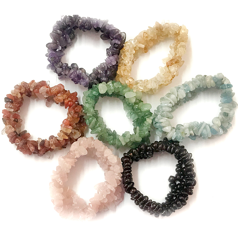 Multi color stones amethyst citrine rose quartz agate garnet chip beaded bracelets wholesale