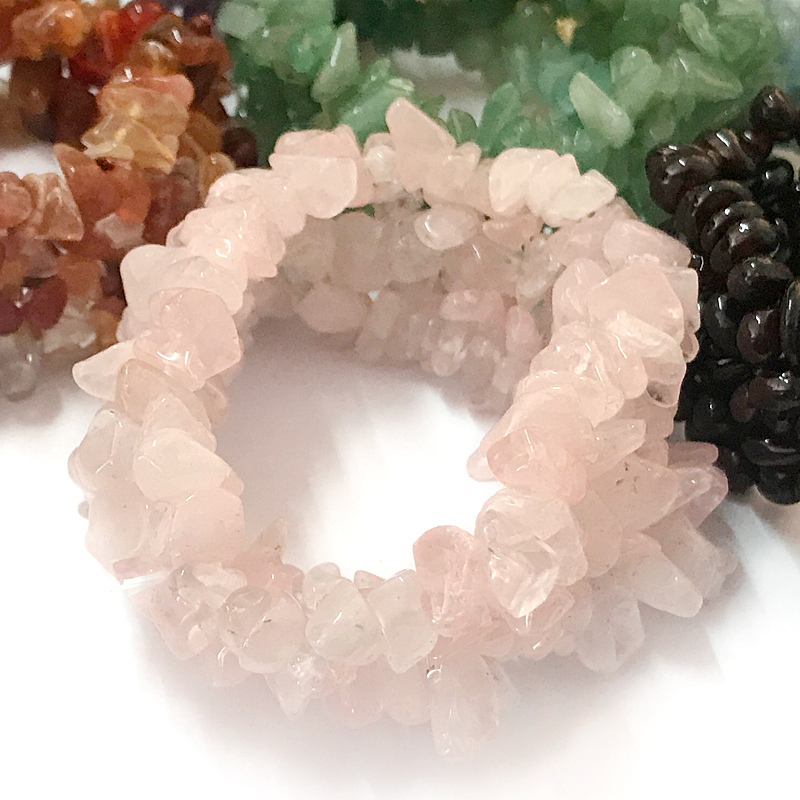 Amethyst/citrine/rose quartz/agate/garnet chip beaded bracelet