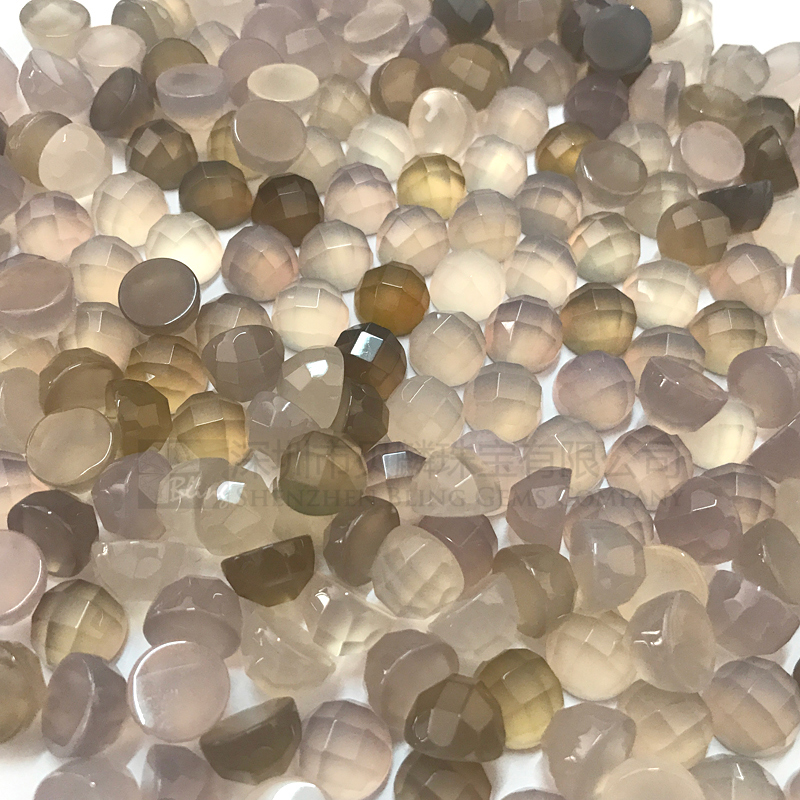 Natural gems agate beads flat back good polishing