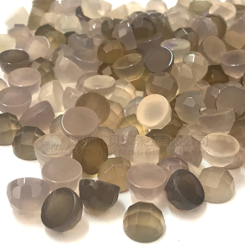 Natural gems agate beads flat back good polishing